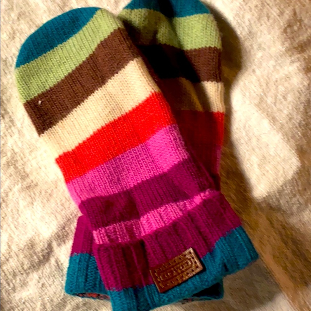 Coach Women’s striped mittens. Multi-color